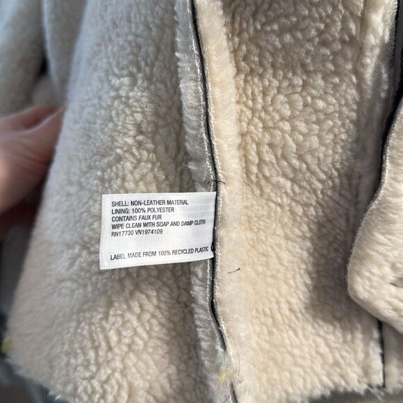 Wild Fable Sherpa Lined Faux Leather Zip Up Cropped Bomber Jacket - Picture 8 of 9